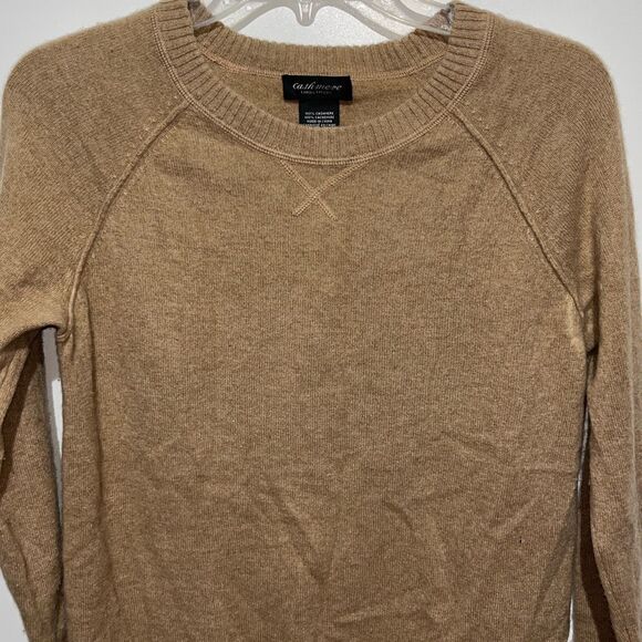 Lord & Taylor Women's Tan 100% Cashmere Knit Long Sleeve Pullover Sweater Small - Picture 1 of 9